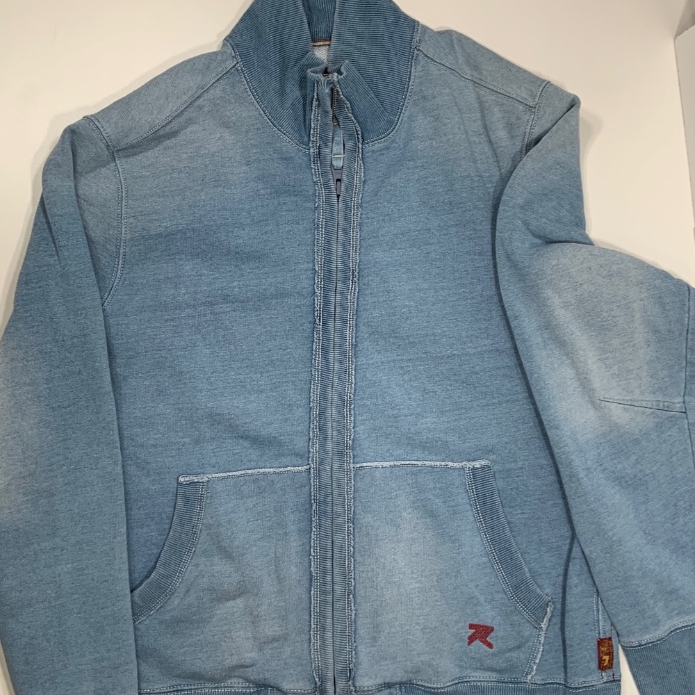 Men's 7 for All Mankind Full Zip Sweatshirt/Jacket in Denim Blue Size XL
